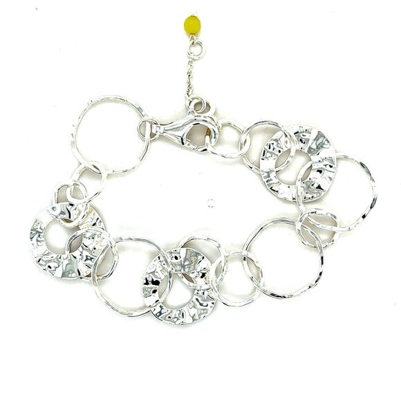 Silpada 925 Hanmered Discs Link Bracelet - Picture 1 of 6